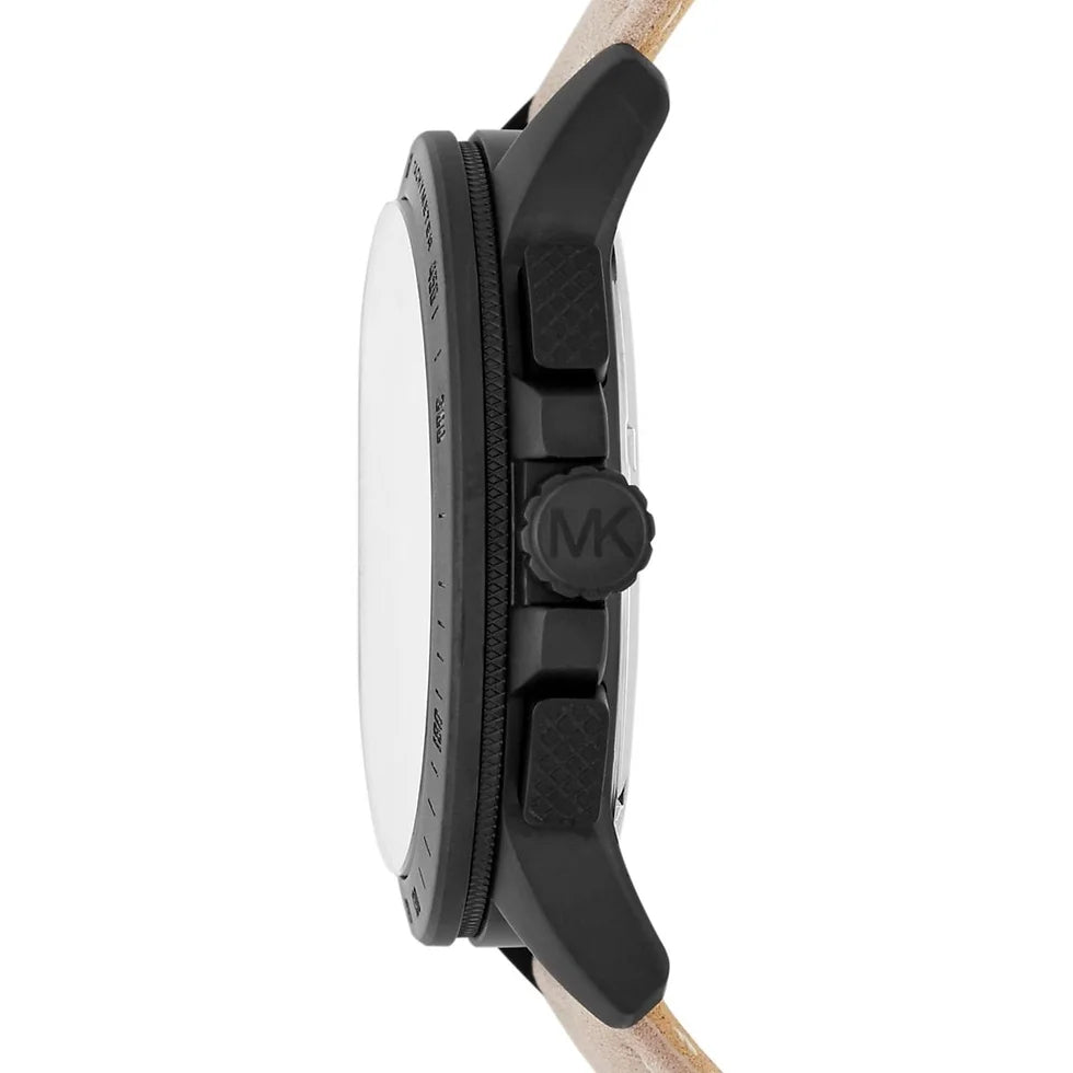  Shop Authentic Michael Kors Ryker Chronograph Black Dial Beige Leather Strap Watch For Men - MK8520 - Luxxuri