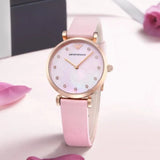  Shop Authentic Emporio Armani Gianni T Bar Mother Of Pearl Pink Dial Pink Leather Strap Watch For Women - AR1958 - Luxxuri