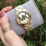  Shop Authentic Michael Kors Slim Runway Gold Dial Gold Steel Strap Watch for Women - MK3477 - Luxxuri