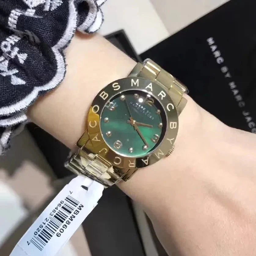  Shop Authentic Marc Jacobs Amy Green Dial Gold Steel Strap Watch for Women - MBM8609 - Luxxuri