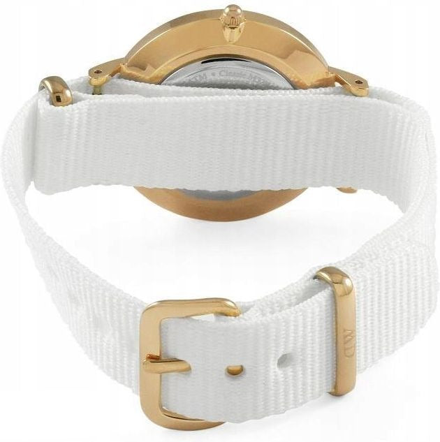 Shop Authentic Daniel Wellington Classic Petite Dover White Dial White Nylon Strap Watch For Women - DW00100311 - Luxxuri
