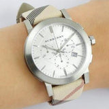  Shop Authentic Burberry The City Nova White Dial Checked Brown Leather Strap Watch for Men - BU9357 - Luxxuri