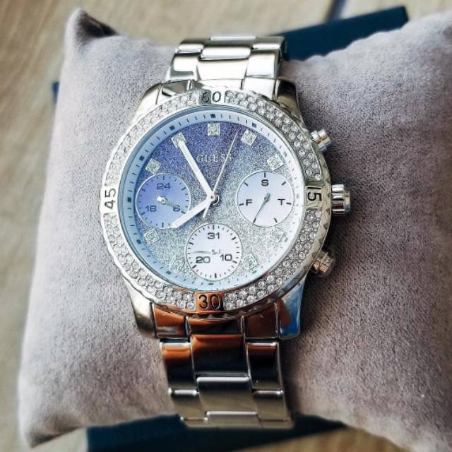  Shop Authentic Guess Confetti Diamonds Blue Dial Silver Steel Strap Watch for Women - W0774L6 - Luxxuri