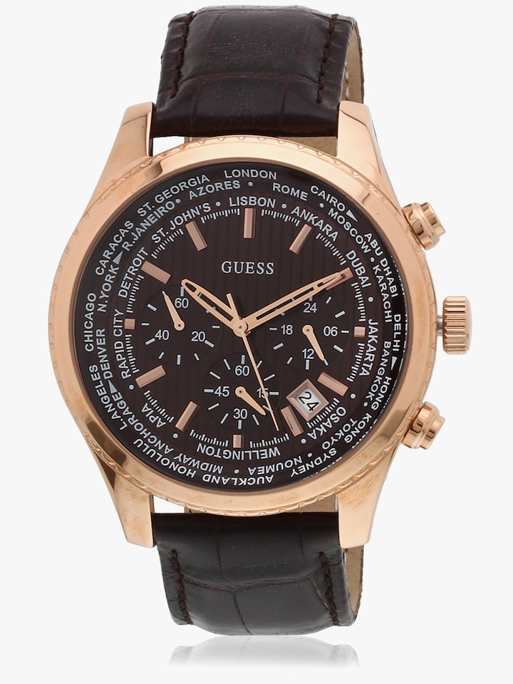  Shop Authentic Guess Pursuit Chronograph Brown Dial Brown Leather Strap Watch for Men - W0500G3 - Luxxuri