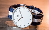  Shop Authentic Daniel Wellington Classy Glasgow White Dial Two Tone Nylon Strap Watch For Women - DW00100082 - Luxxuri