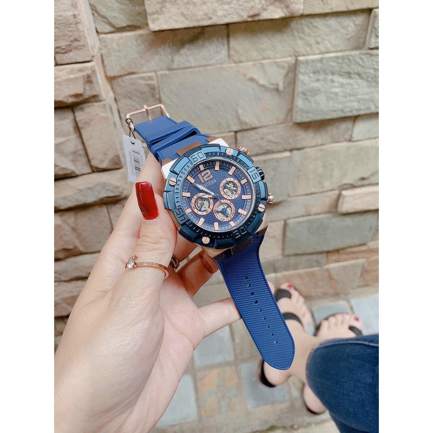  Shop Authentic Guess Navigator Chronograph Blue Dial Blue Rubber Strap Watch for Men - GW0264G4 - Luxxuri