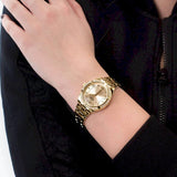  Shop Authentic Guess Cosmo Diamonds Gold Dial Gold Steel Strap Watch For Women - GW0033L2 - Luxxuri