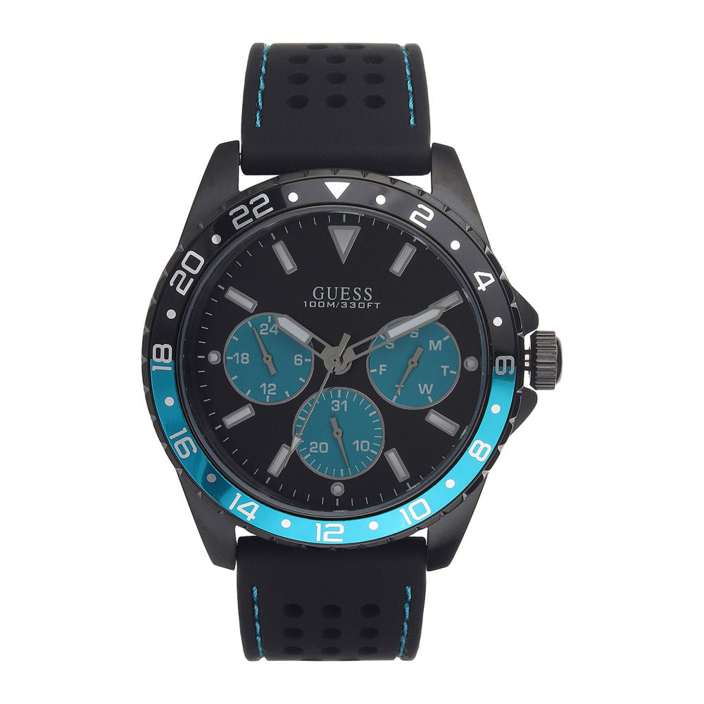  Shop Authentic Guess Odyssey Quartz Black Dial Black Leather Strap Watch For Men - W1108G5 - Luxxuri