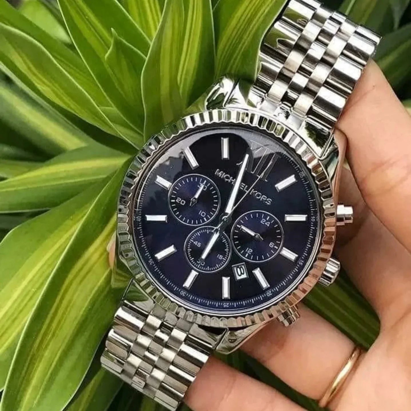  Shop Authentic Michael Kors Lexington Chronograph Blue Dial Silver Steel Strap Watch for Men - MK8280 - Luxxuri