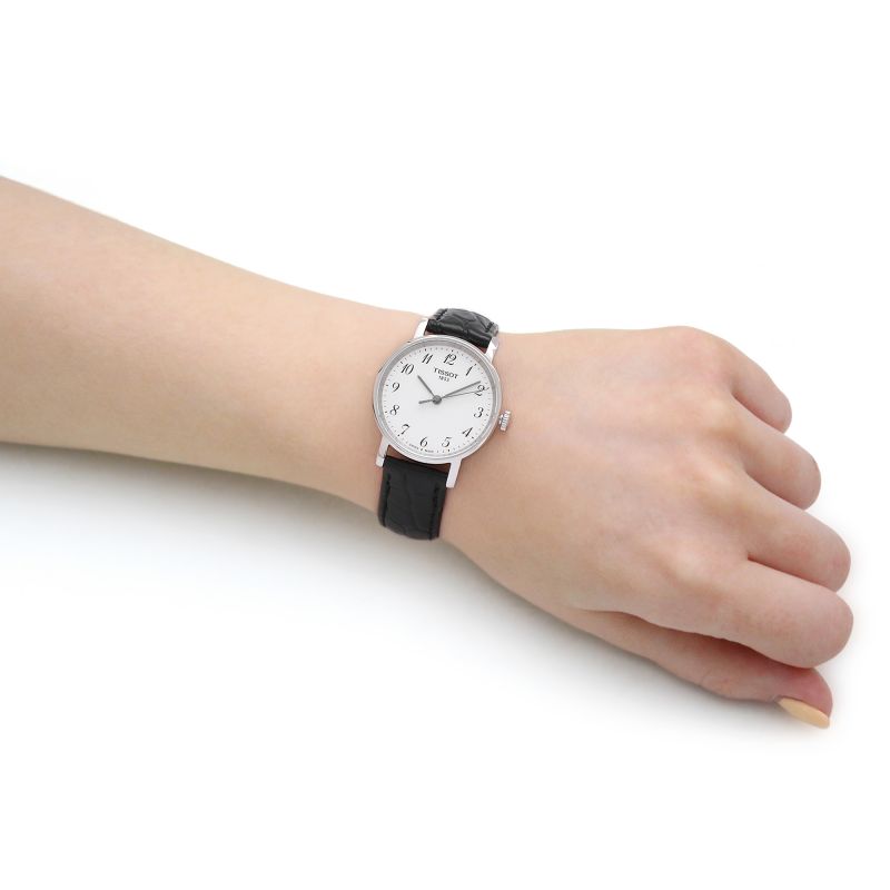  Shop Authentic Tissot Everytime Small White Dial Black Leather Strap Watch For Women - T109.210.16.032.00 - Luxxuri