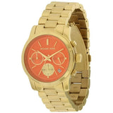  Shop Authentic Michael Kors Runway Chronograph Orange Dial Gold Steep Strap Watch For Women - MK6162 - Luxxuri