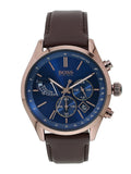  Shop Authentic Hugo Boss Grand Prix Blue Dial Brown Leather Strap Watch for Men - 1513604 - Luxxuri