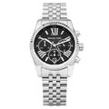 Michael Kors Runway Chronograph Black Dial Silver Steel Strap Watch For Women - MK5708
