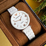  Shop Authentic Emporio Armani Ceramica Mother of Pearl Dial White Ceramic Strap Watch For Women - AR1486 - Luxxuri
