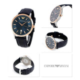  Shop Authentic Emporio Armani Renato Analog Blue Dial Black Leather Strap Watch For Men - AR2506 - Luxxuri