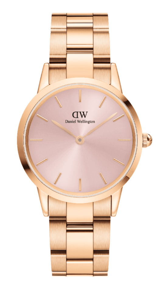  Shop Authentic Daniel Wellington Iconic Link Pink Dial Rose Gold Steel Strap Watch For Women - DW00100335 - Luxxuri