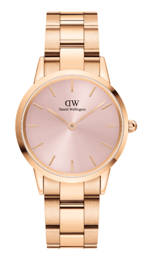  Shop Authentic Daniel Wellington Iconic Link Pink Dial Rose Gold Steel Strap Watch For Women - DW00100335 - Luxxuri
