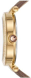  Shop Authentic Michael Kors Parker Three Hand Gold Dial Brown Leather Strap Watch For Women - MK2973 - Luxxuri