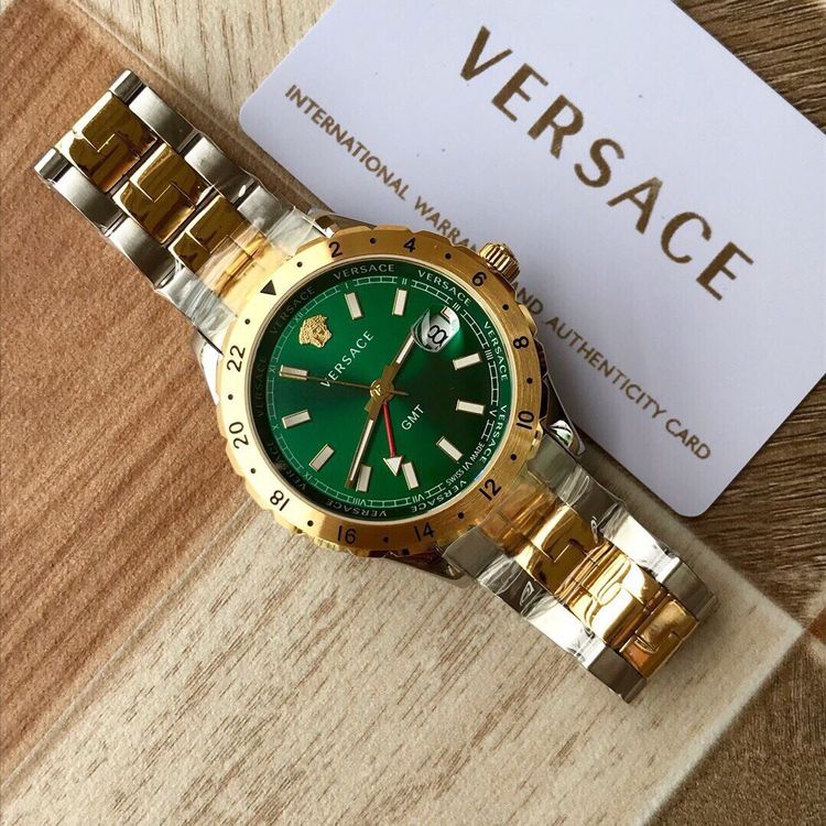  Shop Authentic Versace Hellenyium GMT Green Dial Two Tone Steel Strap Watch for Men - V11050015 - Luxxuri