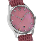  Shop Authentic Gucci G-Timeless Pink Mother of Pearl Dial Pink Leather Strap Watch For Women - YA126586 - Luxxuri