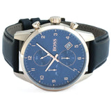  Shop Authentic Hugo Boss Skymaster Chronograph Blue Dial Black Leather Strap Watch for Men - 1513783 - Luxxuri