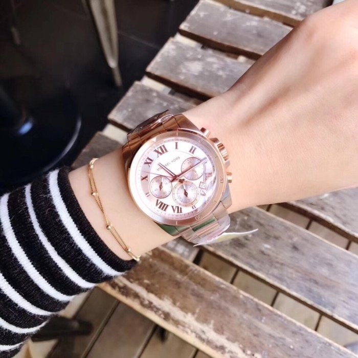  Shop Authentic Michael Kors Brecken Chronograph Quartz Rose Gold Dial Rose Gold Steel Strap Watch For Women - MK6367 - Luxxuri