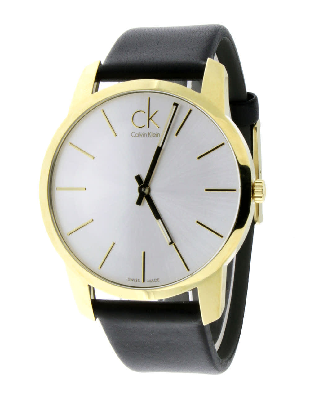  Shop Authentic Calvin Klein City Silver Dial Black Leather Strap Watch for Men - K2G21520 - Luxxuri