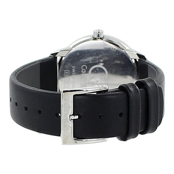  Shop Authentic Calvin Klein Minimal Silver Dial Black Leather Strap Watch for Men - K3M221CY - Luxxuri