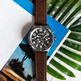  Shop Authentic Fossil Brox Multifunction Grey Dial Brown Leather Strap Watch for Men - BQ2800 - Luxxuri
