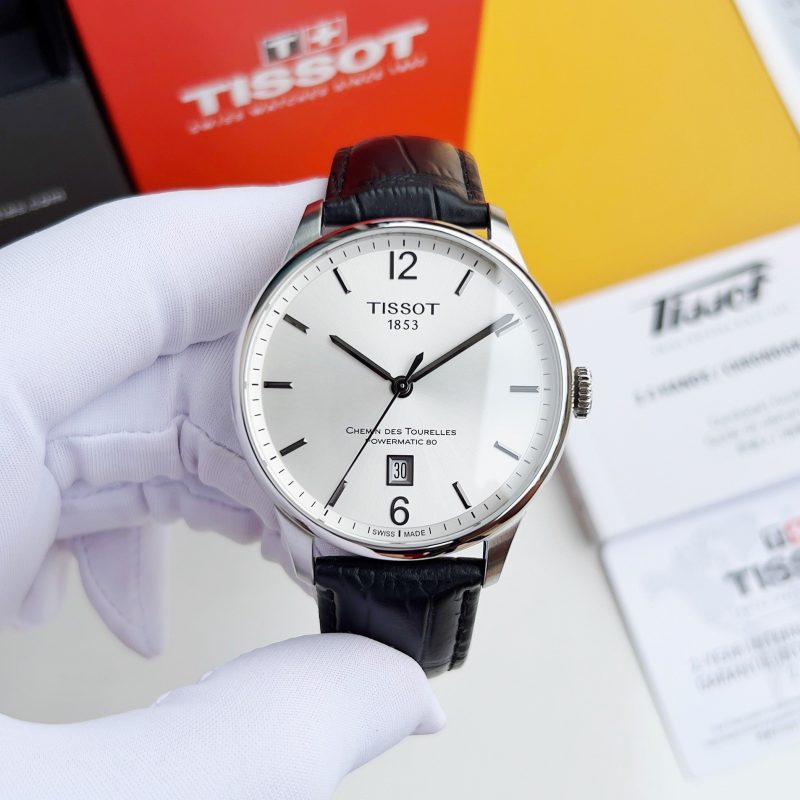  Shop Authentic Tissot Chemin Des Tourelles Powermatic 80 Silver Dial Black Leather Strap Watch For Men - T099.407.16.037.00 - Luxxuri