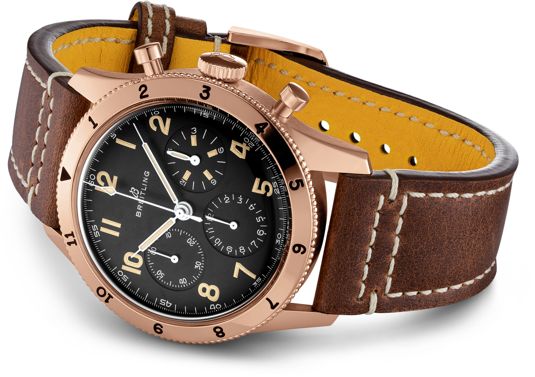  Shop Authentic Breitling Avi 1953 Edition Black Dial Brown Leather Strap Watch for Men - RB0920131B1X1 - Luxxuri