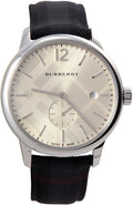  Shop Authentic Burberry Classic Round Cream Dial Black Leather Strap Watch for Men - BU10008 - Luxxuri