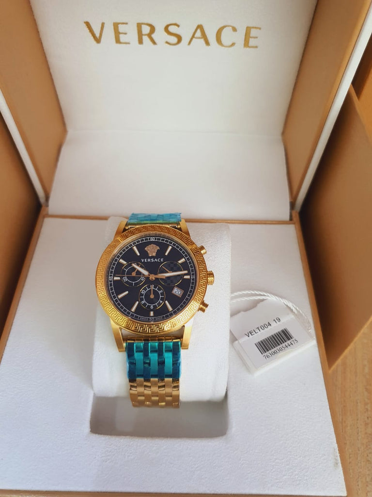  Shop Authentic Versace Sport Tech Chronograph Black Dial Gold Steel Strap Watch for Men - VELT00419 - Luxxuri