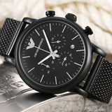  Shop Authentic Emporio Armani Sport Chronograph Black Dial Black Mesh Bracelet Watch For Men - AR1968 - Luxxuri