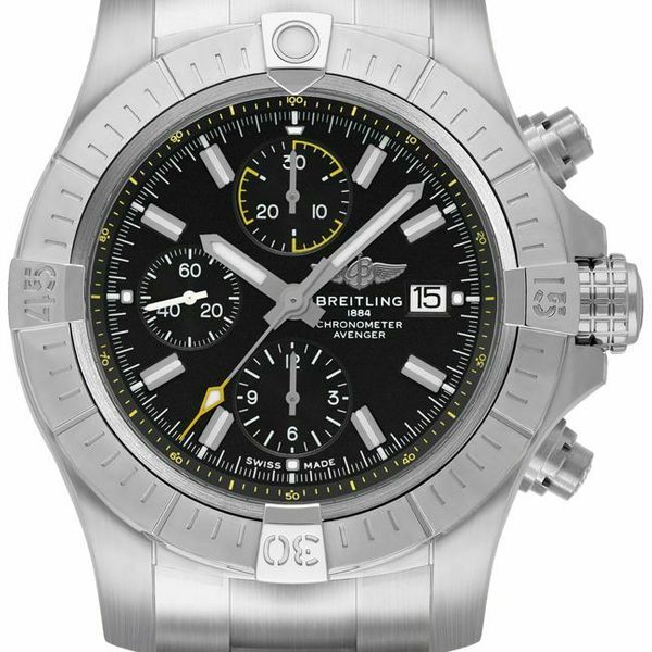  Shop Authentic Breitling Avenger Chronograph 45mm Black Dial Silver Steel Strap Watch for Men - A13317101B1A1 - Luxxuri