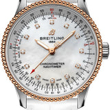  Shop Authentic Breitling Navitimer Automatic 35 Mother of Pearl Dial White Leather Strap Watch for Women - U17395211A1P3 - Luxxuri