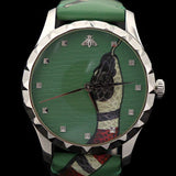 Shop Authentic Gucci G Timeless Le Marche Des Merveilles Green Dial Green Leather Strap Watch for Women - YA1264081 - Luxxuri