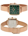  Shop Authentic Daniel Wellington Quadro Studio Green Dial Rose Gold Mesh Strap Watch For Women - DW00100520 - Luxxuri