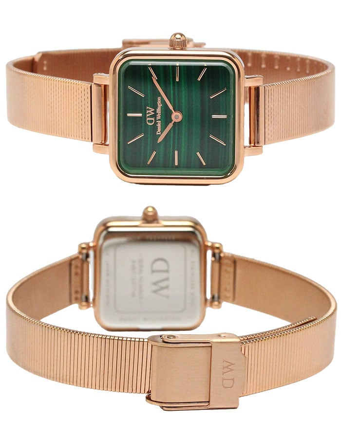  Shop Authentic Daniel Wellington Quadro Studio Green Dial Rose Gold Mesh Strap Watch For Women - DW00100520 - Luxxuri