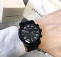  Shop Authentic Emporio Armani Luigi Chronograph Black Dial Black Leather Strap Watch For Men - AR11133 - Luxxuri