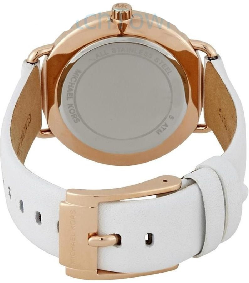  Shop Authentic Michael Kors Portia Rose Gold Dial White Leather Strap Watch For Women - MK2660 - Luxxuri