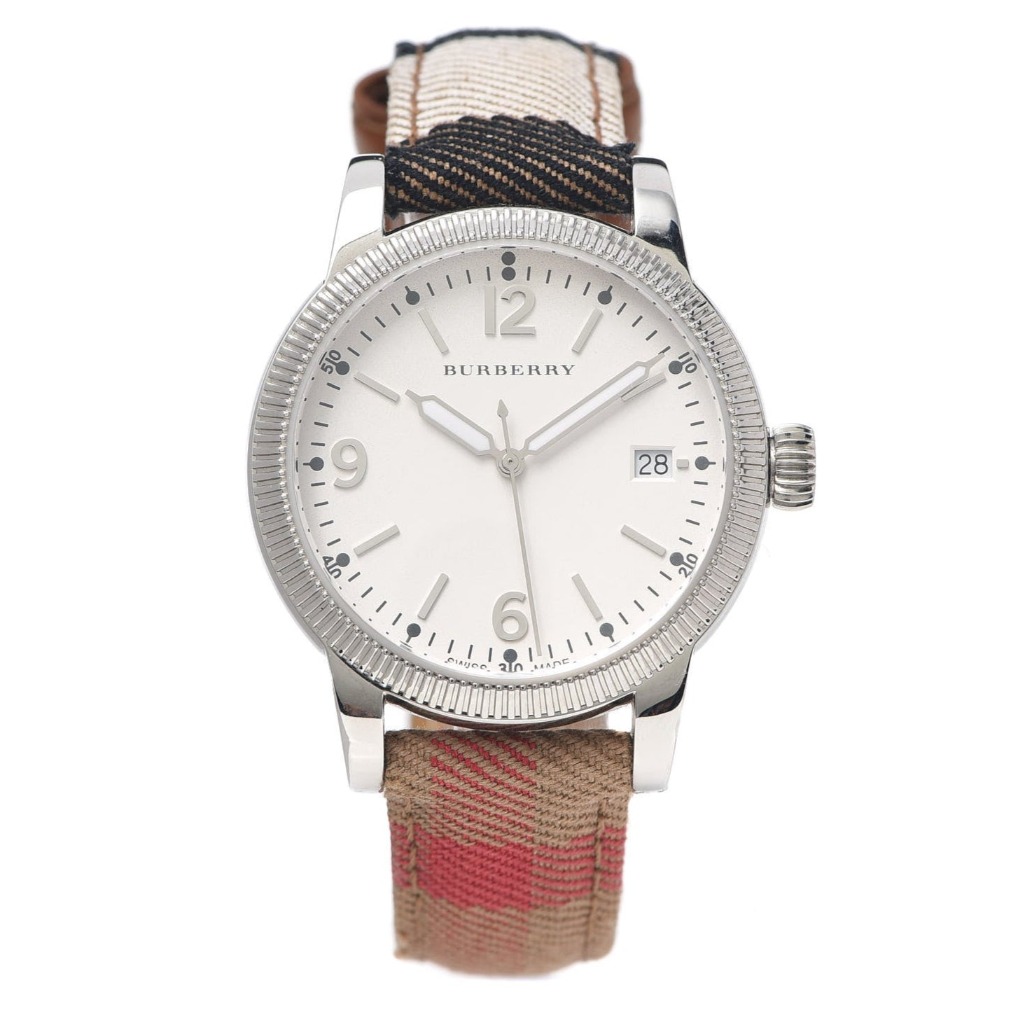  Shop Authentic Burberry Utilitarian White Dial Multicolor Leather Strap Watch for Women - BU7824 - Luxxuri