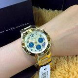  Shop Authentic Marc Jacobs Rock Metal Chronograph Gold Dial Gold Steel Strap Watch for Men - MBM3158 - Luxxuri