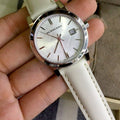  Shop Authentic Burberry The City White Dial White Leather Strap Watch for Women - BU9128 - Luxxuri