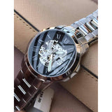 Shop Authentic Fossil Grant Automatic Skeleton Black Dial Silver Steel Strap Watch for Men - ME3103 - Luxxuri