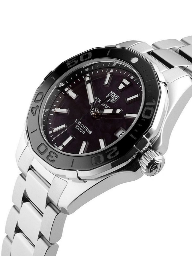  Shop Authentic Tag Heuer Aquaracer Quartz Black Dial Silver Steel Strap Watch for Women - WAY131K.BA0748 - Luxxuri