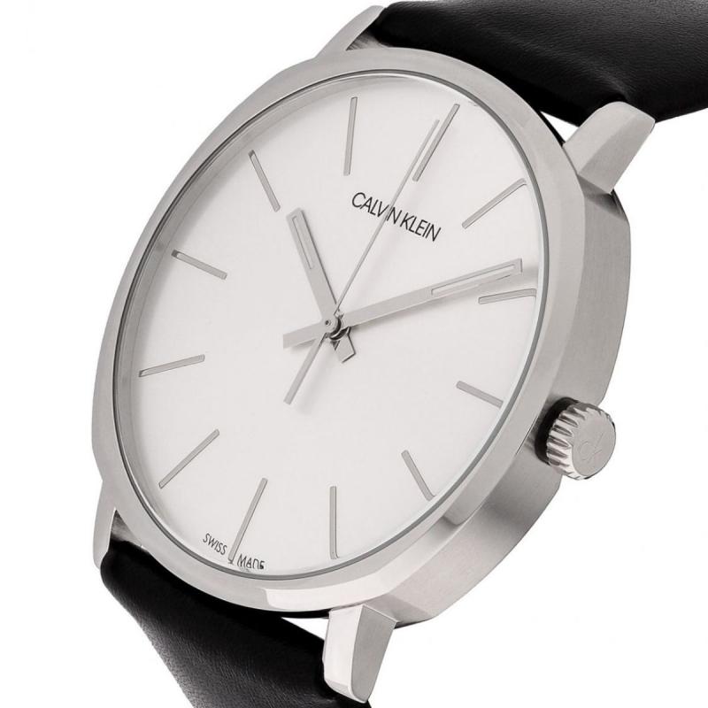  Shop Authentic Calvin Klein Posh Silver Dial Black Leather Strap Watch for Men - K8Q311C6 - Luxxuri