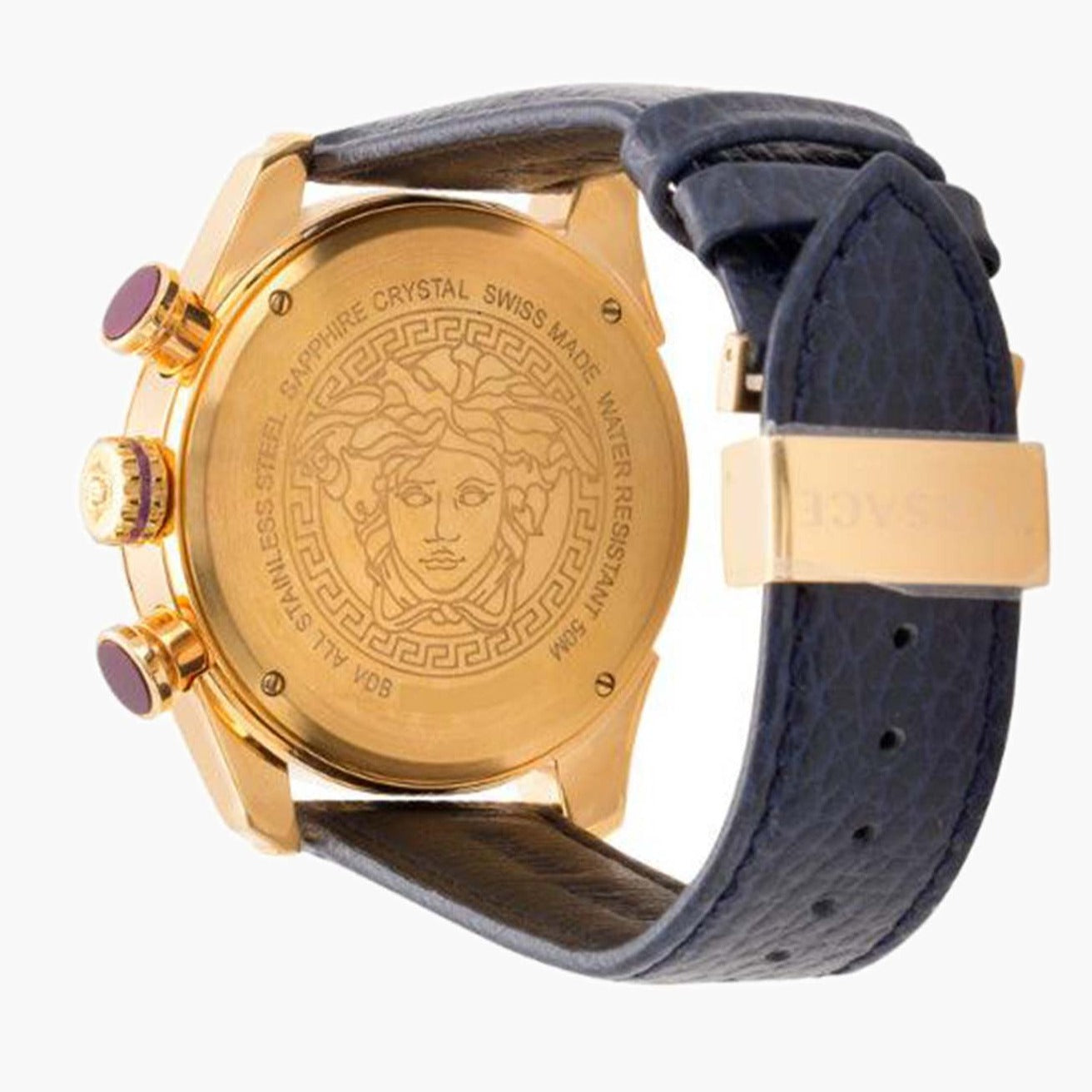  Shop Authentic Versace V-Ray Blue Chronograph Blue Dial Blue Leather Strap Watch for Men - VDB030014 - Luxxuri