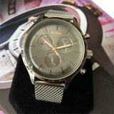  Shop Authentic Hugo Boss Companion Chronograph Grey Dial Silver Mesh Bracelet Watch For Men - 1513549 - Luxxuri