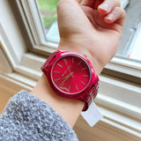  Shop Authentic Michael Kors Slim Runway Red Dial Red Steel Strap Watch For Women - MK3895 - Luxxuri